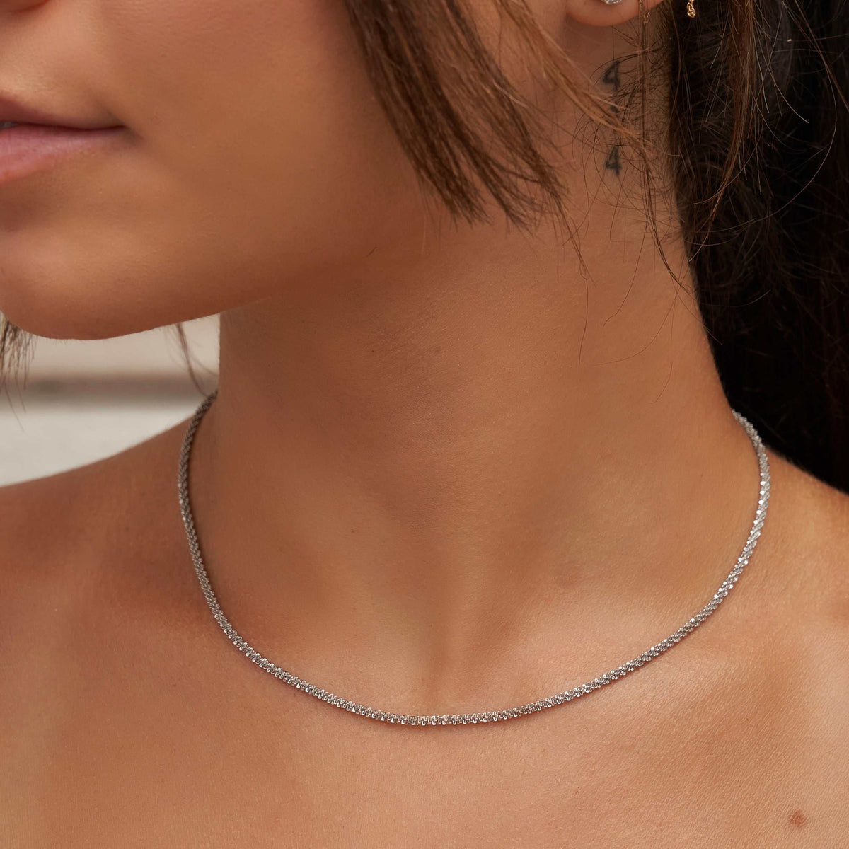 GLD PROMO - WOMEN Popcorn Necklace in White Gold (Adjustable)