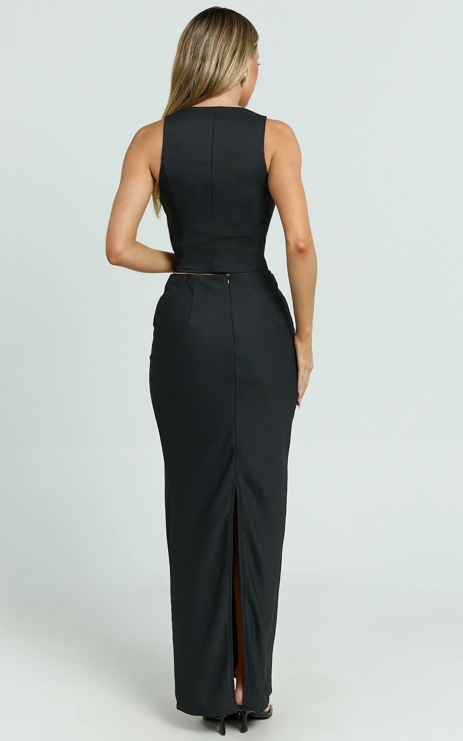 Romeo Maxi Skirt - Low Waist Bias Cut Maxi Skirt in Black