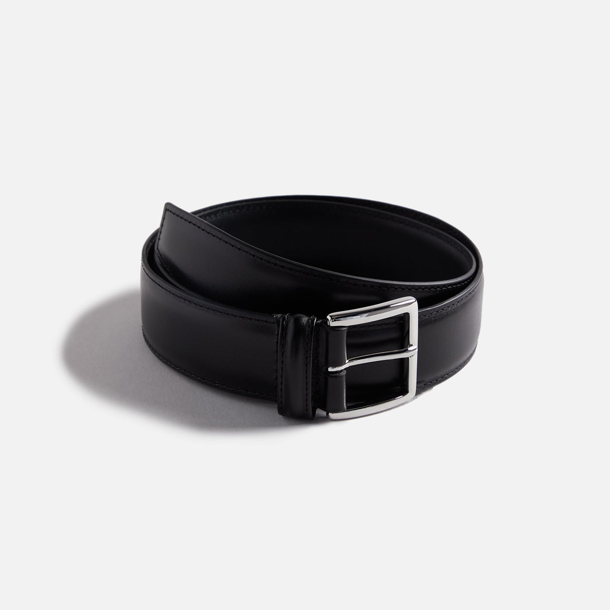 Anderson's Stitched Trimmed Black Semi Formal Leather Belt - Black