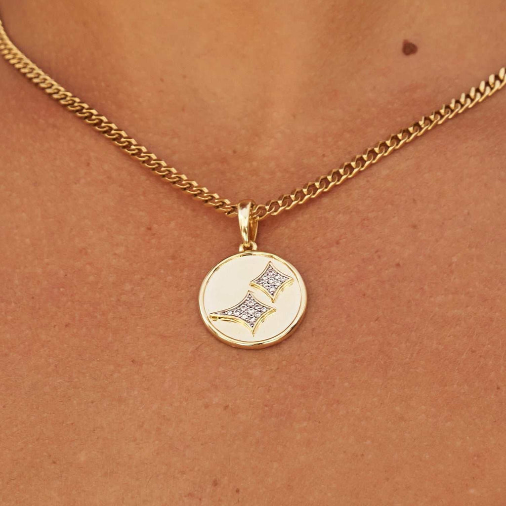 GLD PROMO - WOMEN GLD Stars Coin Pendant - Yellow Gold