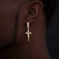 GLD Men GLD Dripping Cross Extra Small Huggie Hoop Earrings in Yellow Gold