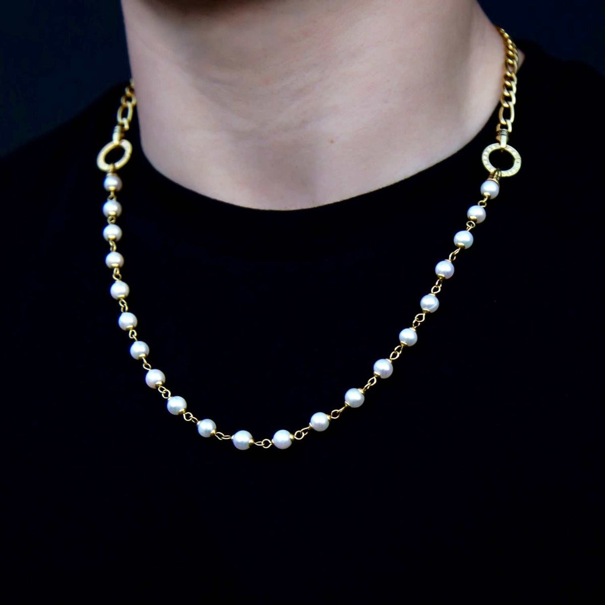 GLD PROMO Figaro Link + Pearl Chain