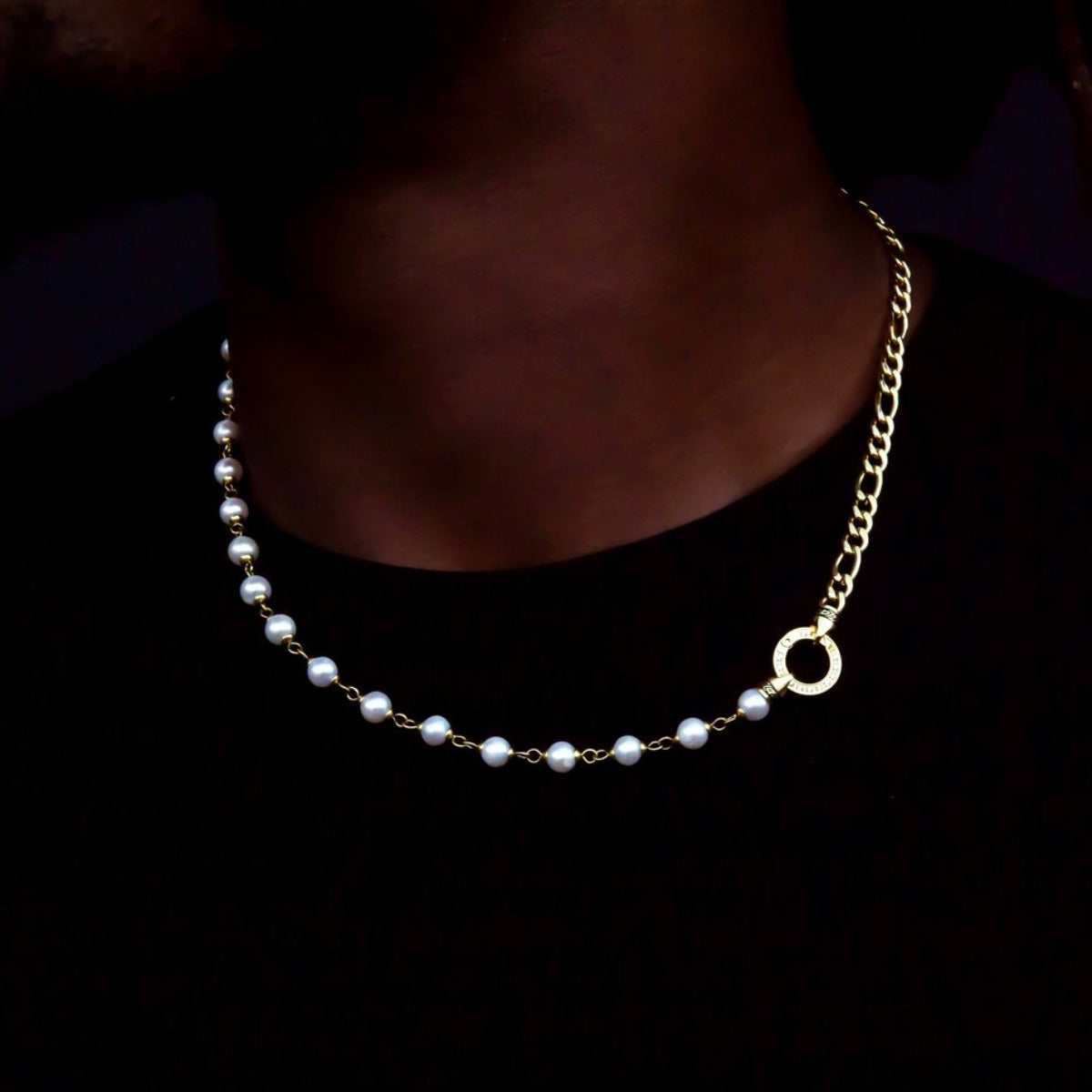 GLD PROMO Figaro Link + Pearl Chain