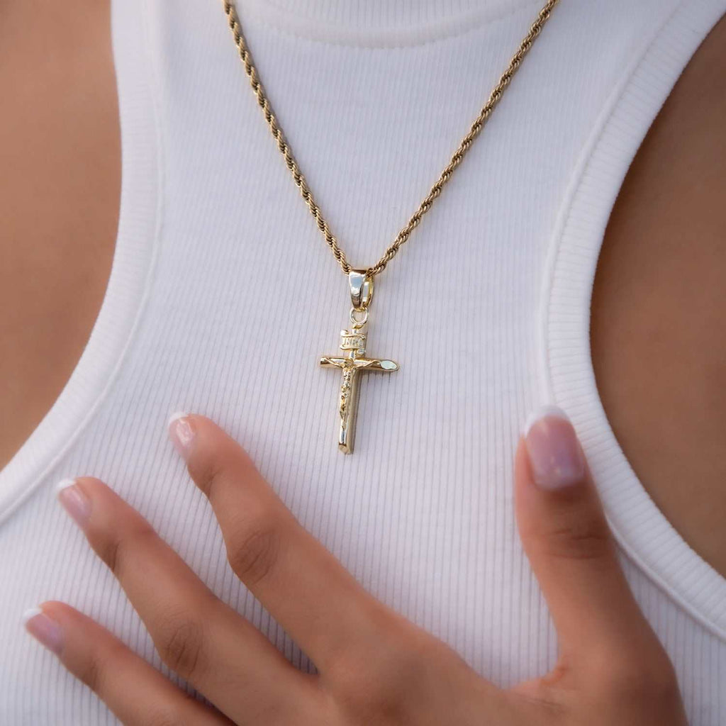GLD Women Crucifix Pendant in Yellow Gold