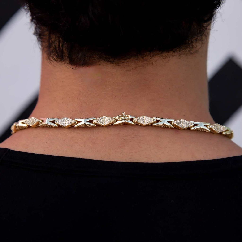 GLD Men Iced Triangle Chain in Yellow Gold
