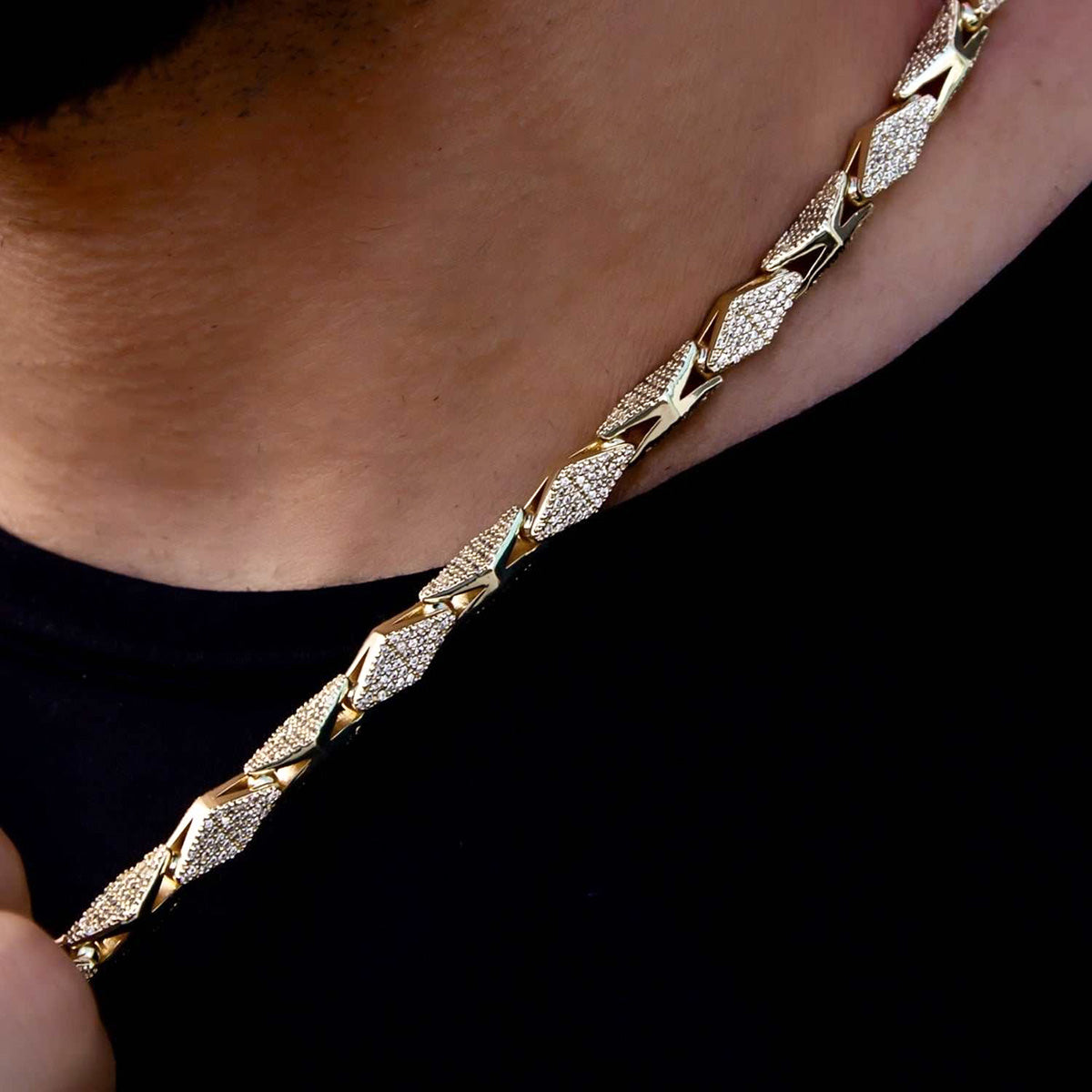 GLD Men Iced Triangle Chain in Yellow Gold