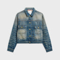 Acne Studios Scraped Denim Jacket - Mid Blue