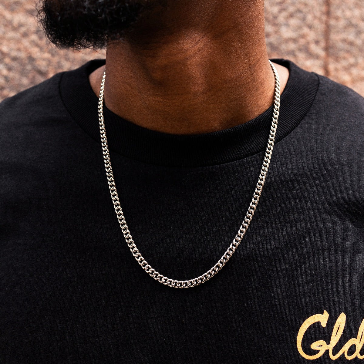 GLD Men Cuban Link Chain in White Gold - 5mm
