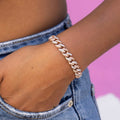 GLD PROMO - WOMEN Two-Toned Iced Cuban Bracelet - 8.5mm