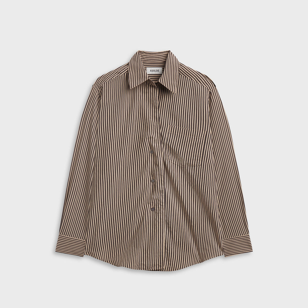 Agolde Aris Shirt - Trace Stripe Chocolate / Taupe