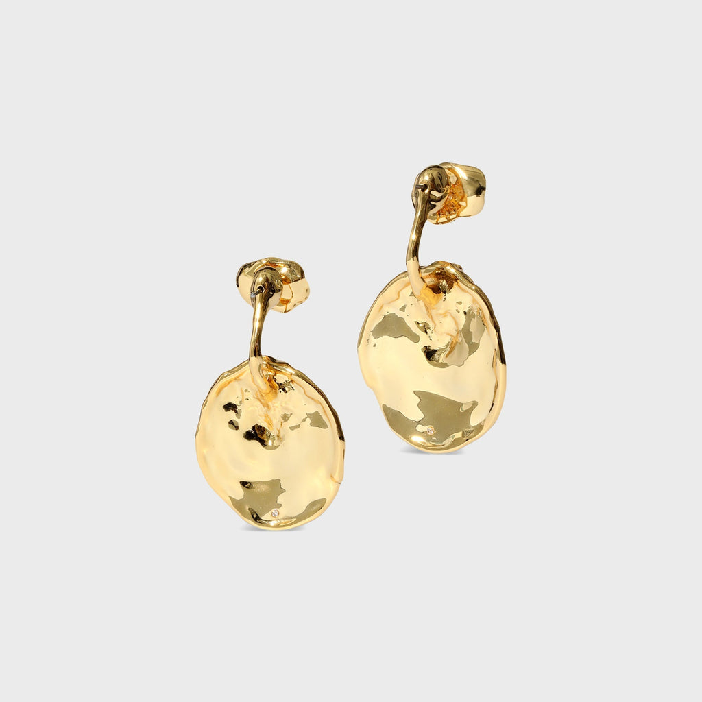 Alexis Bittar Brut Gold Coin Front Back Earrings - Gold