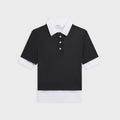 Aya Muse Double Polo Tee - Black / Cream