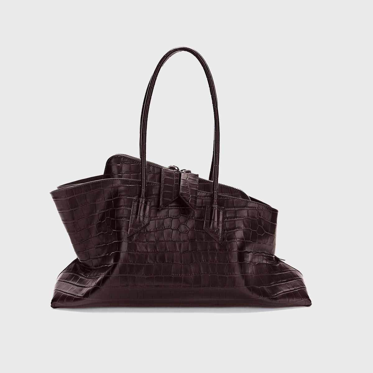 The Attico La Passeggiata Medium Top Handle Bag - Coffee