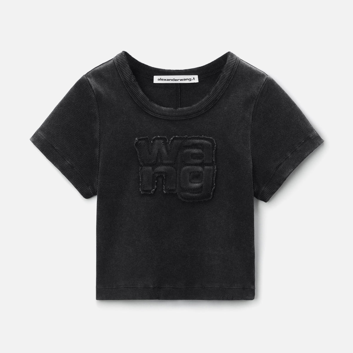 Alexander Wang Distressed Edge Rib Baby Tee - Black