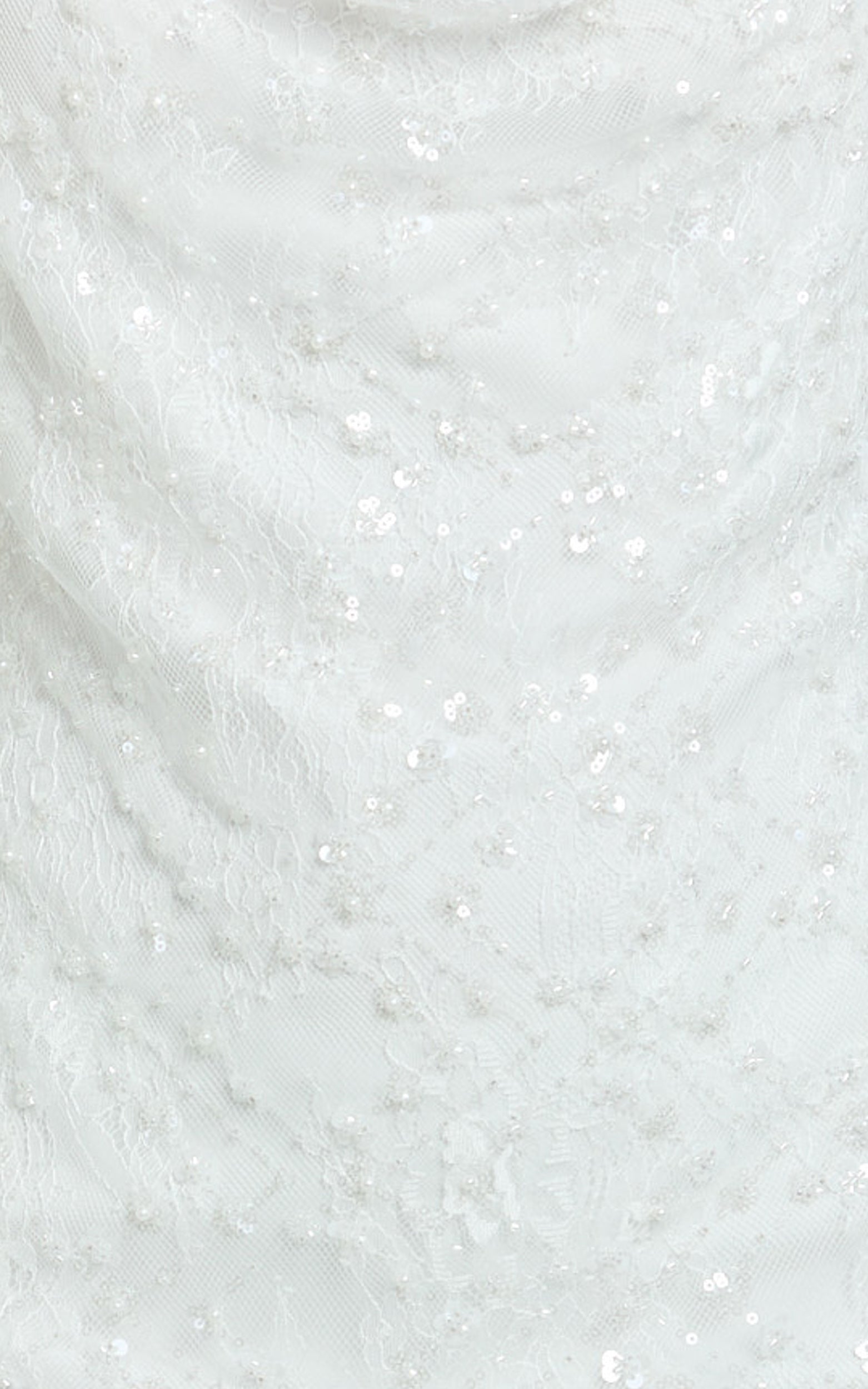 Alana Mini Dress - Sequin Lace Cowl Neck Dress in White
