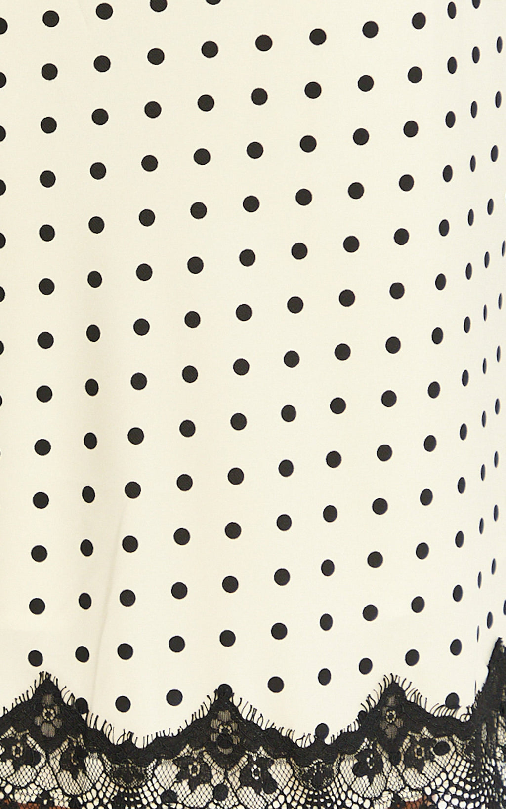 Alba Midi Skirt - Lace Trim Skirt in White/Black Polka