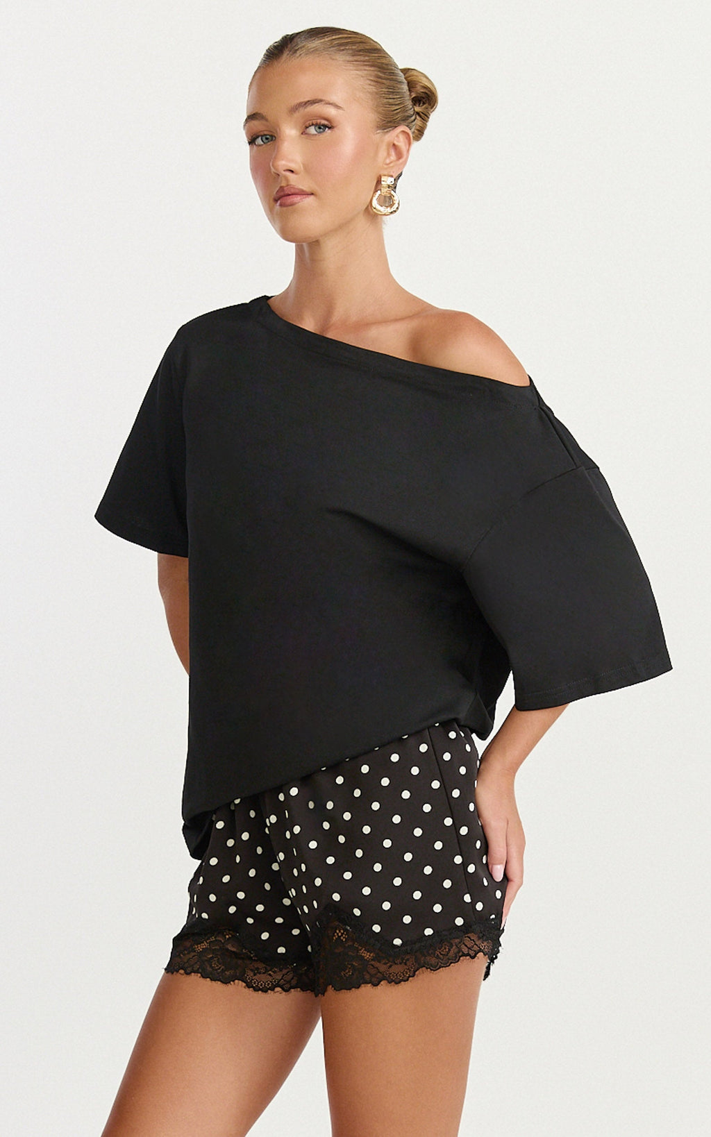 Audrey Shorts - Slip Shorts in Black Polka Dot