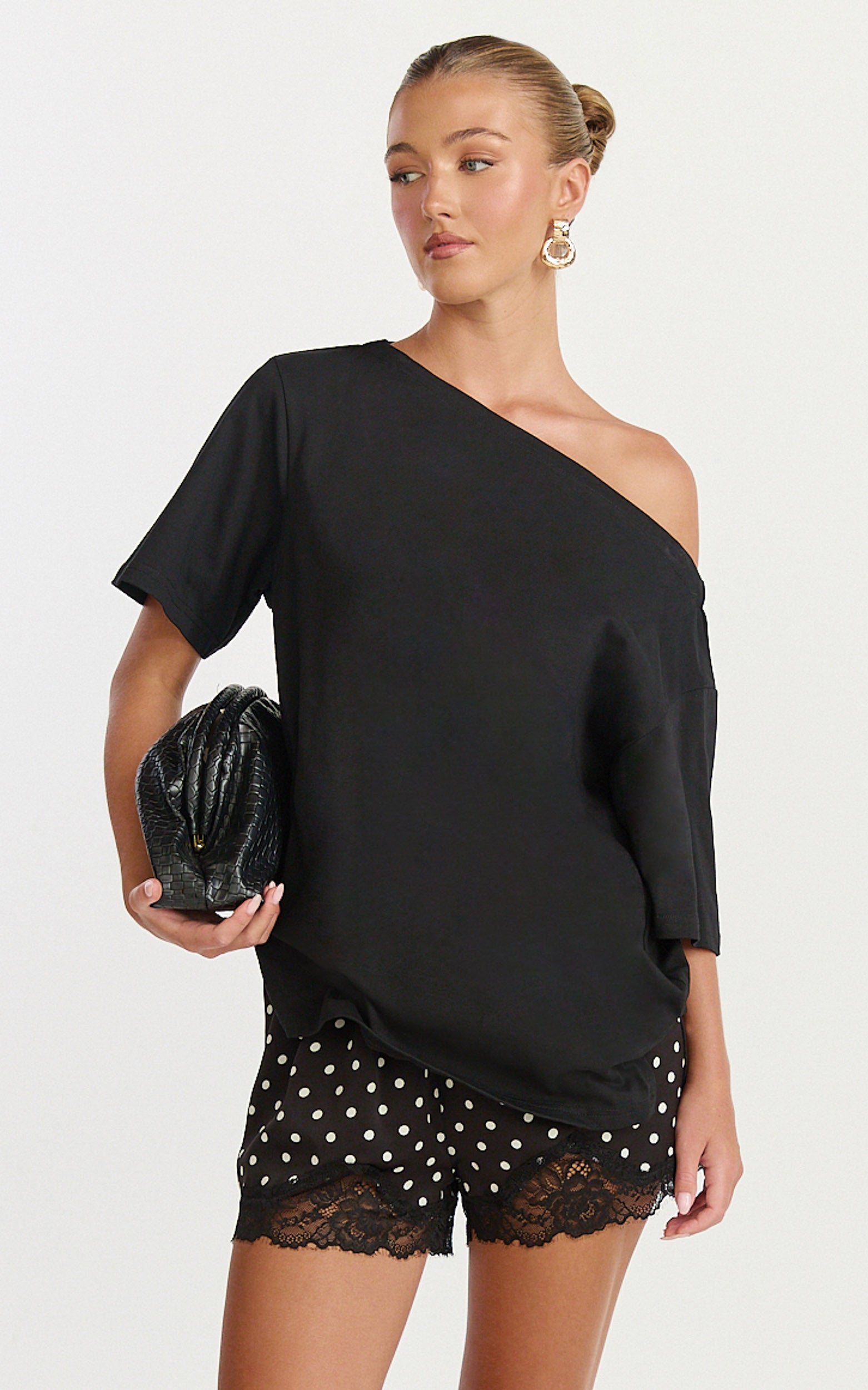 Audrey Shorts - Slip Shorts in Black Polka Dot