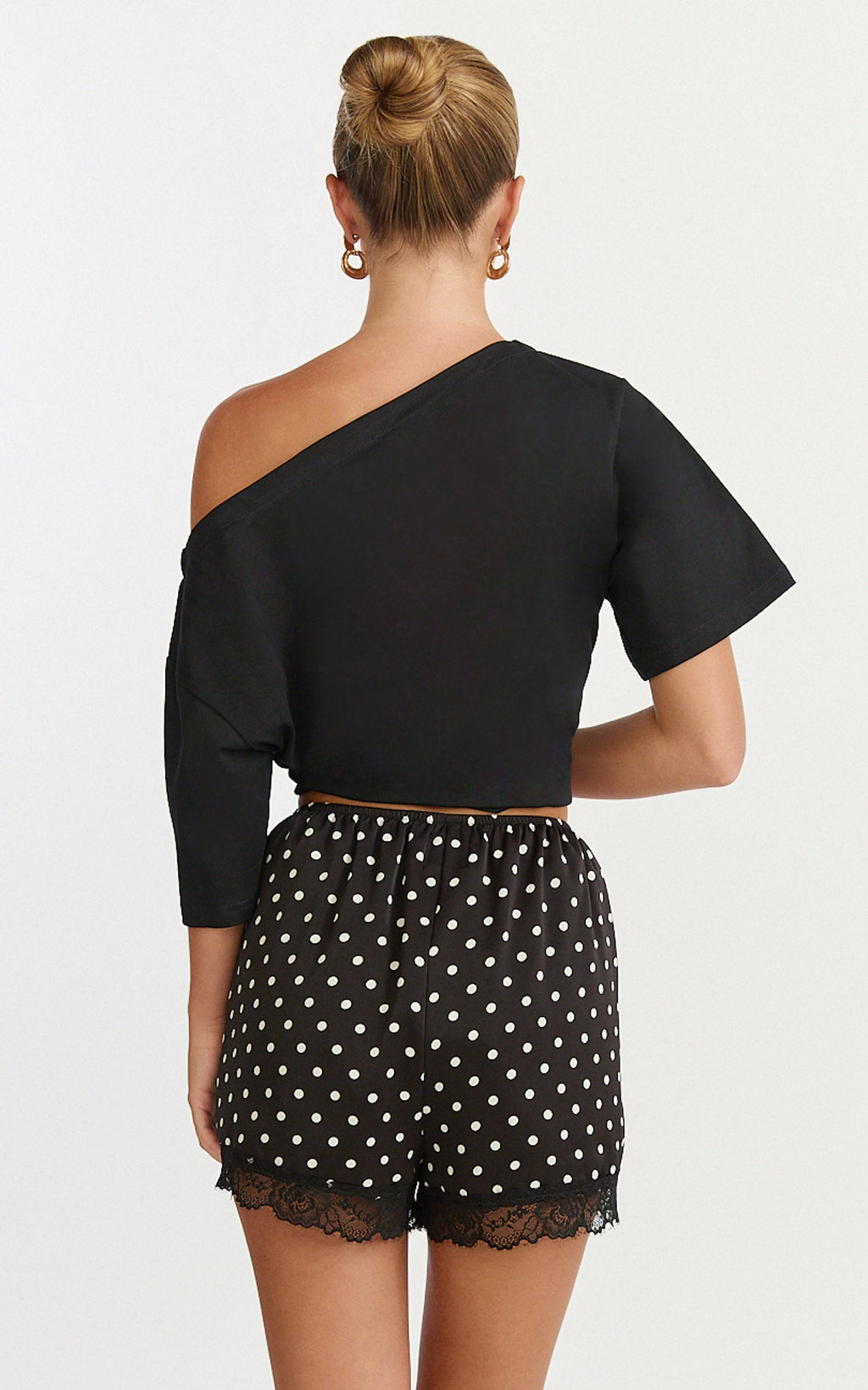 Audrey Shorts - Slip Shorts in Black Polka Dot
