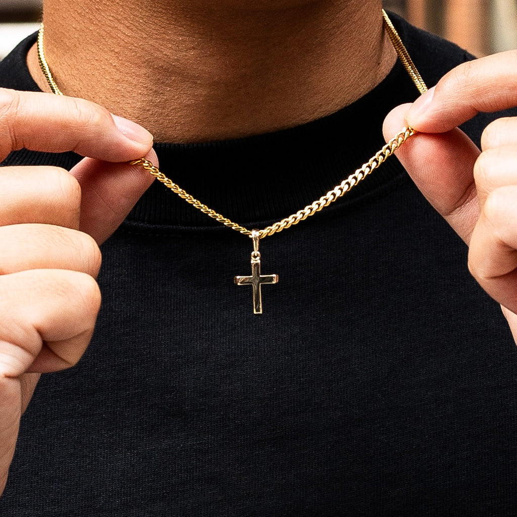 GLD PROMO Micro Simple Cross Pendant in Yellow Gold