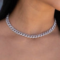 GLD Women Diamond Cuban Necklace in White Gold - 8.5mm
