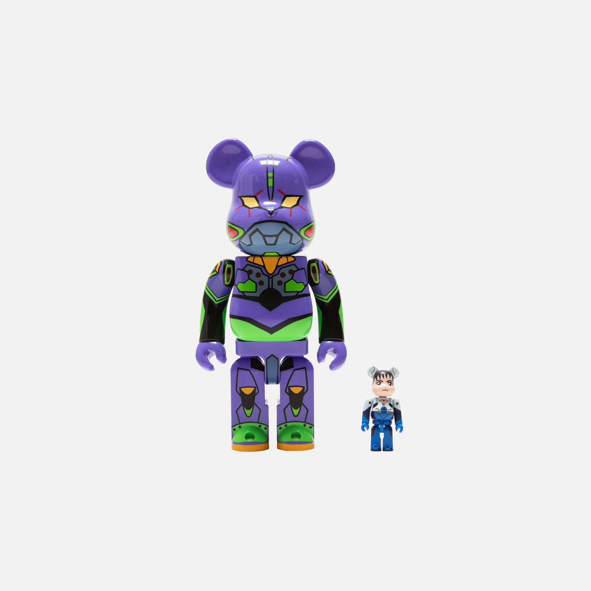 BearBrick Evangelion Shogo-ki 400% + Shinji Ikari 100% - Purple Multicolor