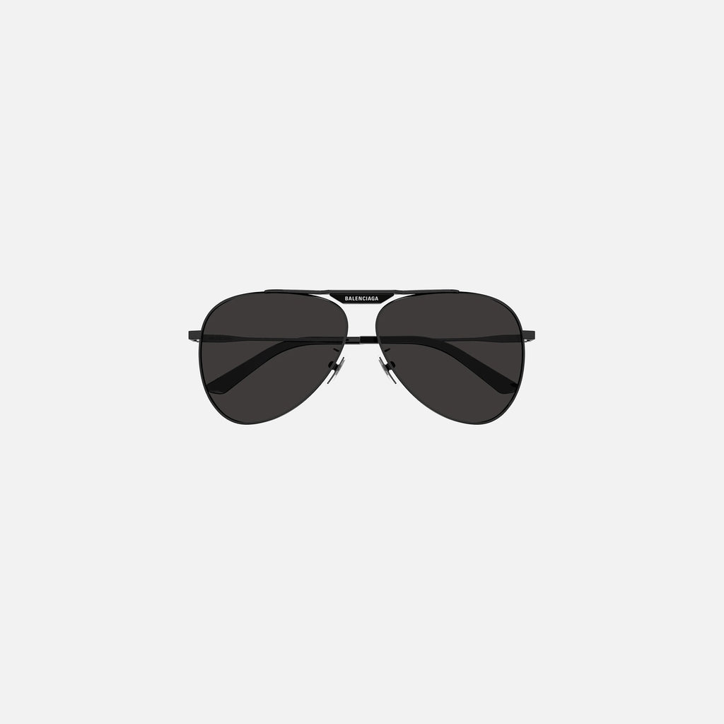 Balenciaga Metal Aviator Frame with Front Logo - Black / Grey Lens