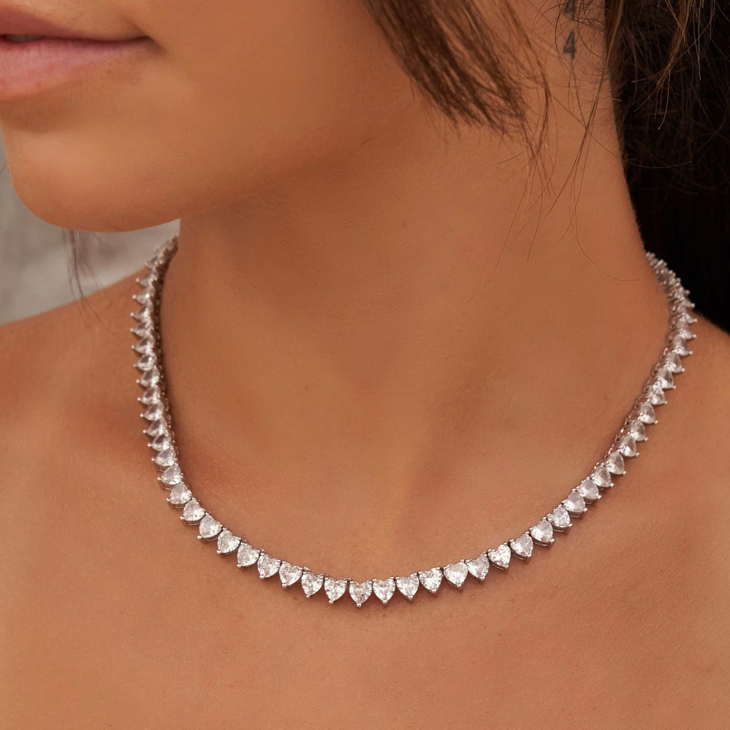 GLD PROMO - WOMEN Heart Shaped Tennis Necklace