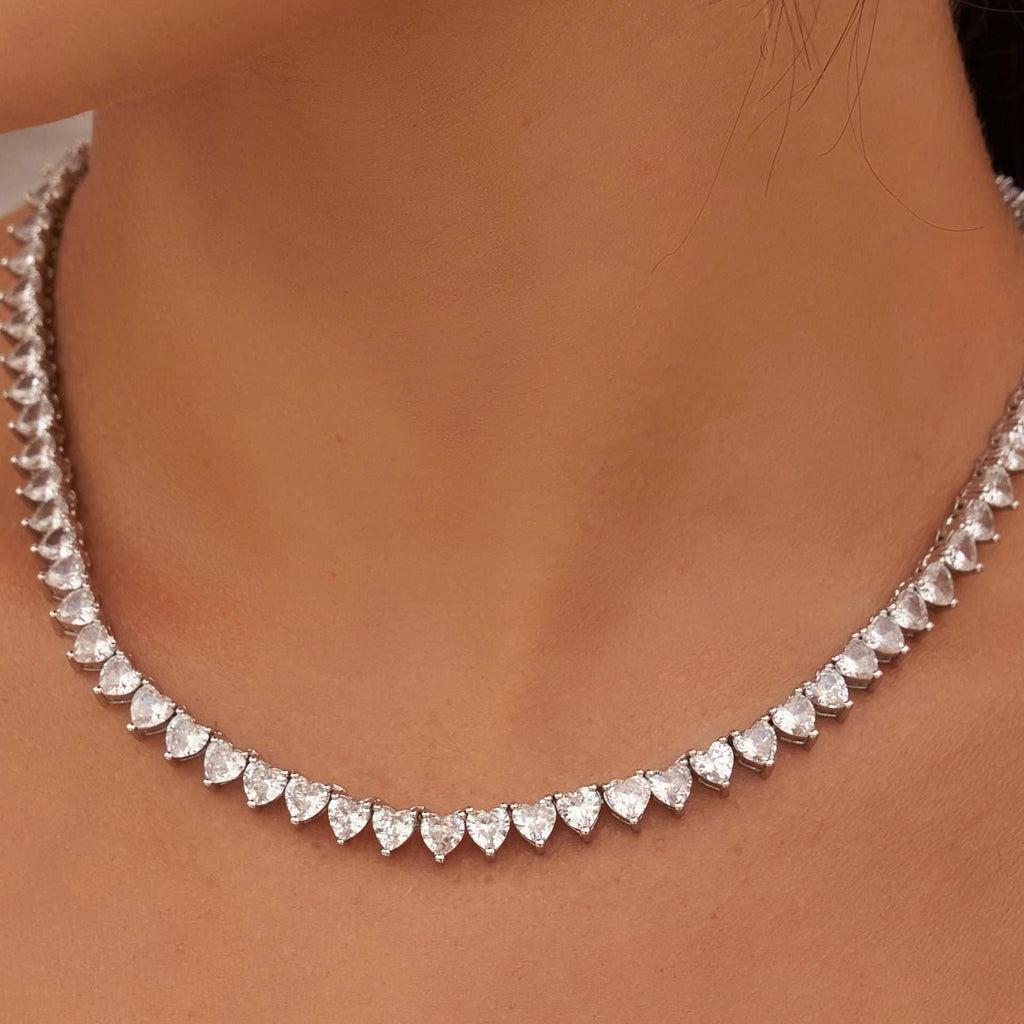 GLD PROMO - WOMEN Heart Shaped Tennis Necklace