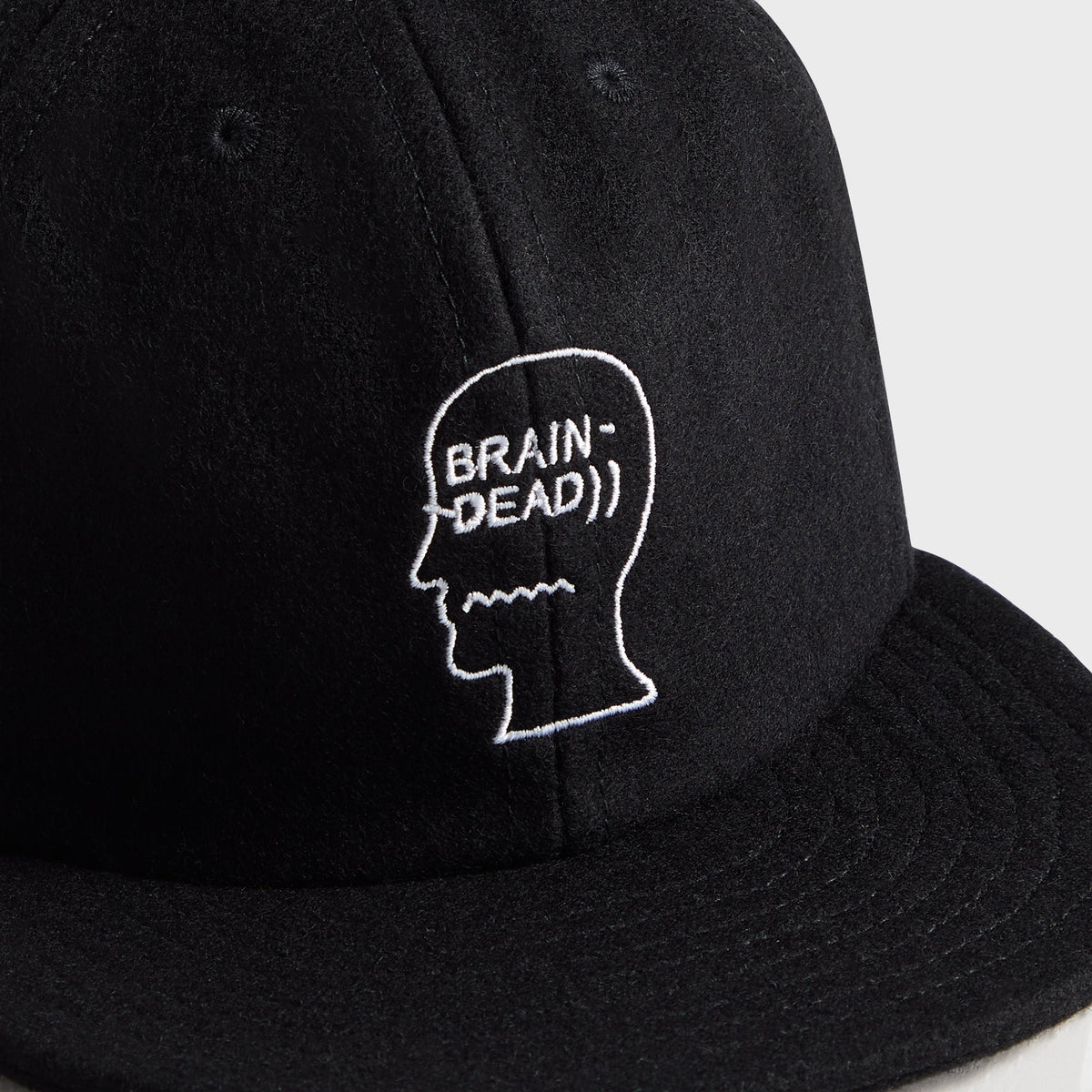 Brain Dead Flannel Logo Head Six Panel Cap - Black