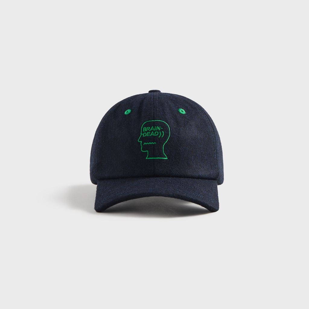 Brain Dead Batwing Logohead Flannel Hat - Navy