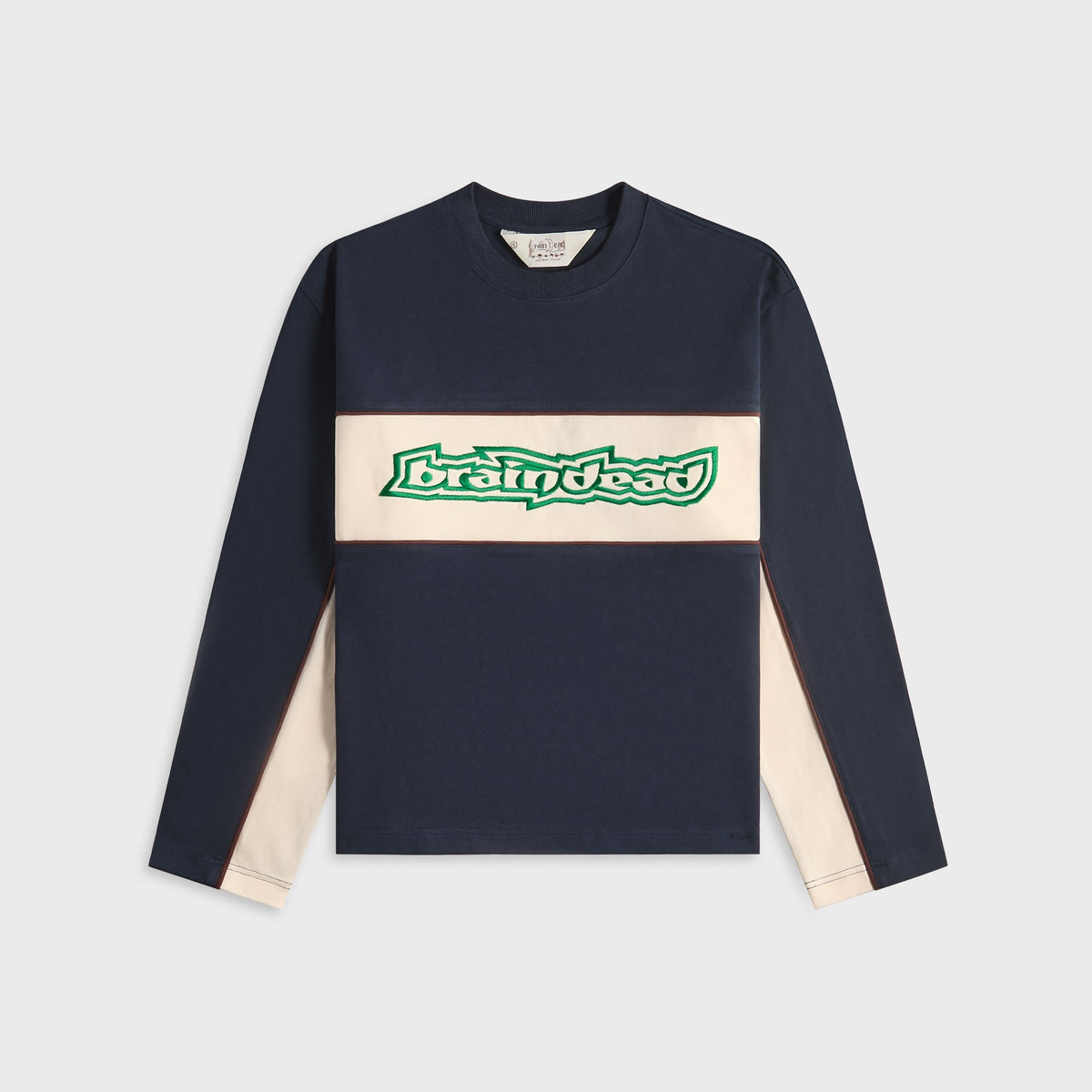 Brain Dead Heavyweight Paneled Long Sleeve Tee - Navy