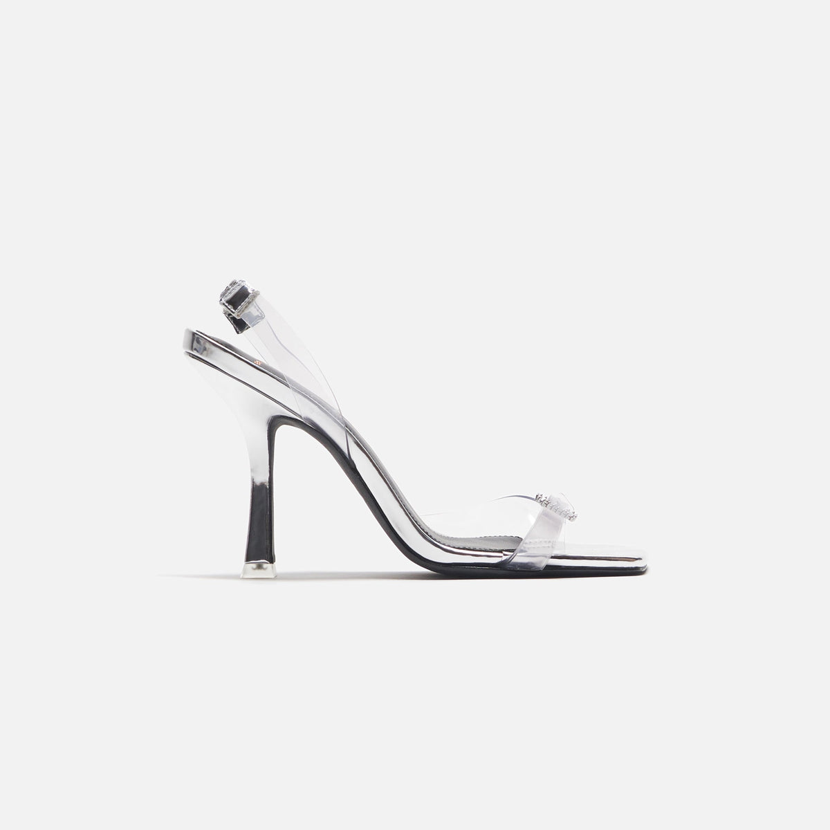 Black Suede Studio Porsha - Silver Mirror / Clear