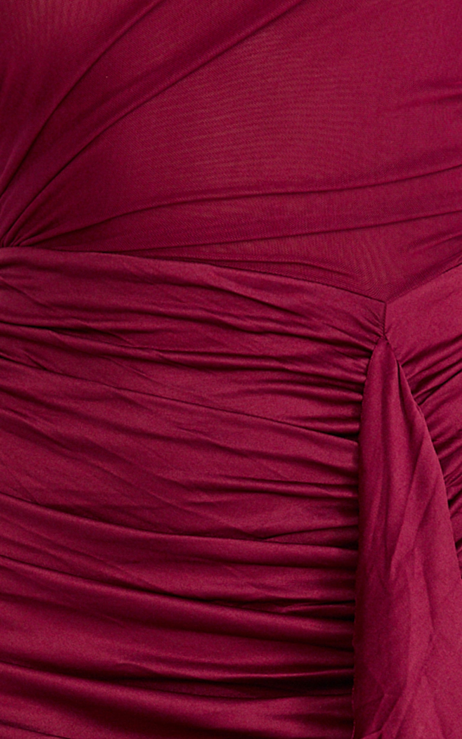 Baylee Mini Dress - Gathered One Shoulder Bodycon Dress in Wine