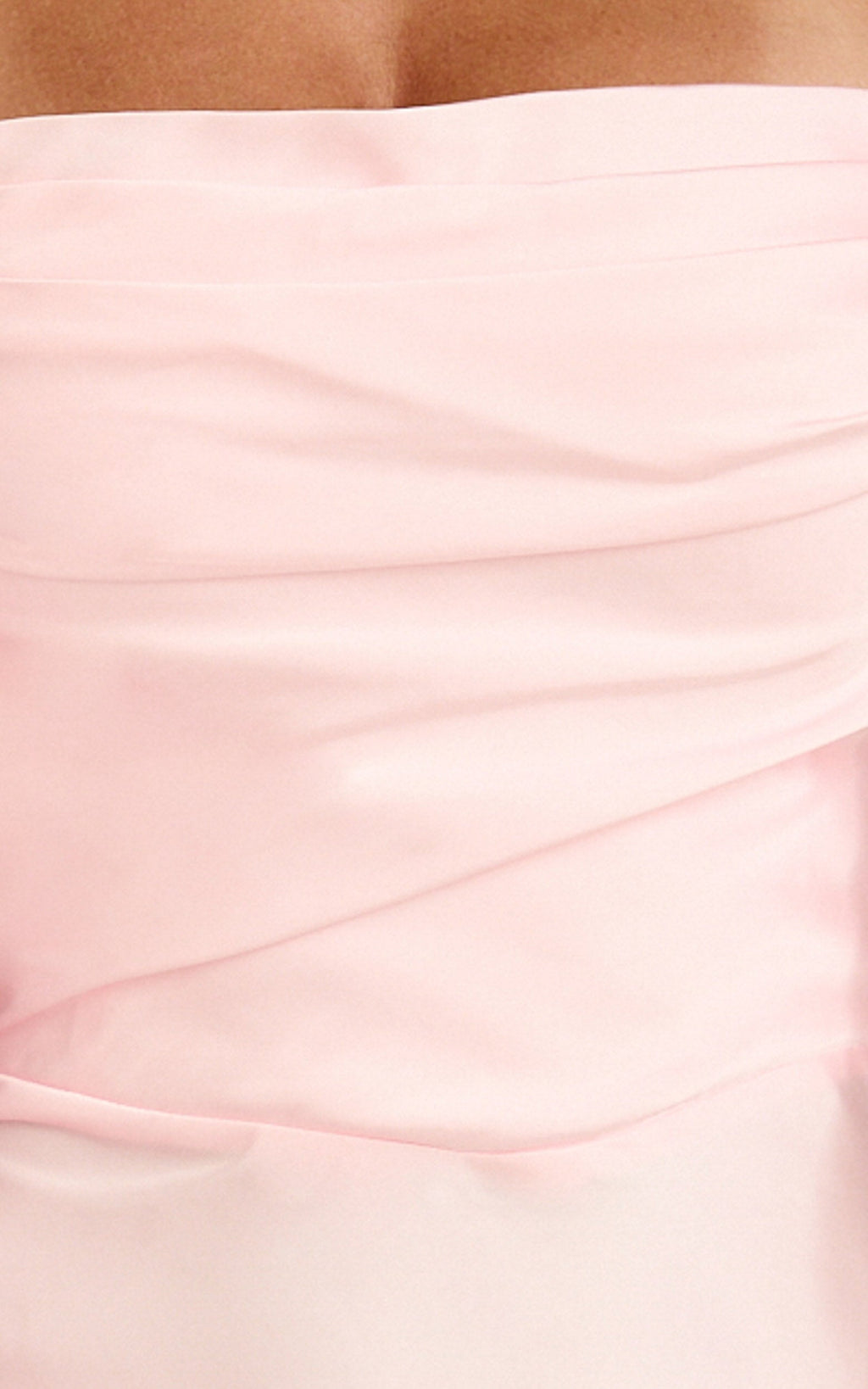 Belrose Mini Dress - Satin Square Neck Ruffle Front Bodycon Dress in Baby Pink