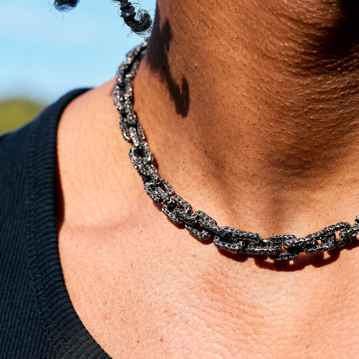 GLD Men GLD X Bloody Osiris Iced Black Voronoi Link Chain in Black