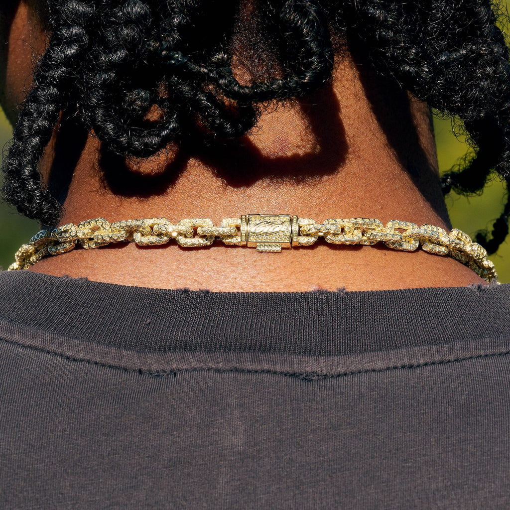 GLD Men GLD X Bloody Osiris Iced Canary Voronoi Link Chain in Yellow Gold