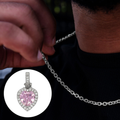 GLD PROMO Box Chain + Micro Iced Pink Heart Pendant