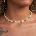 GLD PROMO - WOMEN Iced Cuban Necklace in Yellow Gold - 8.5mm