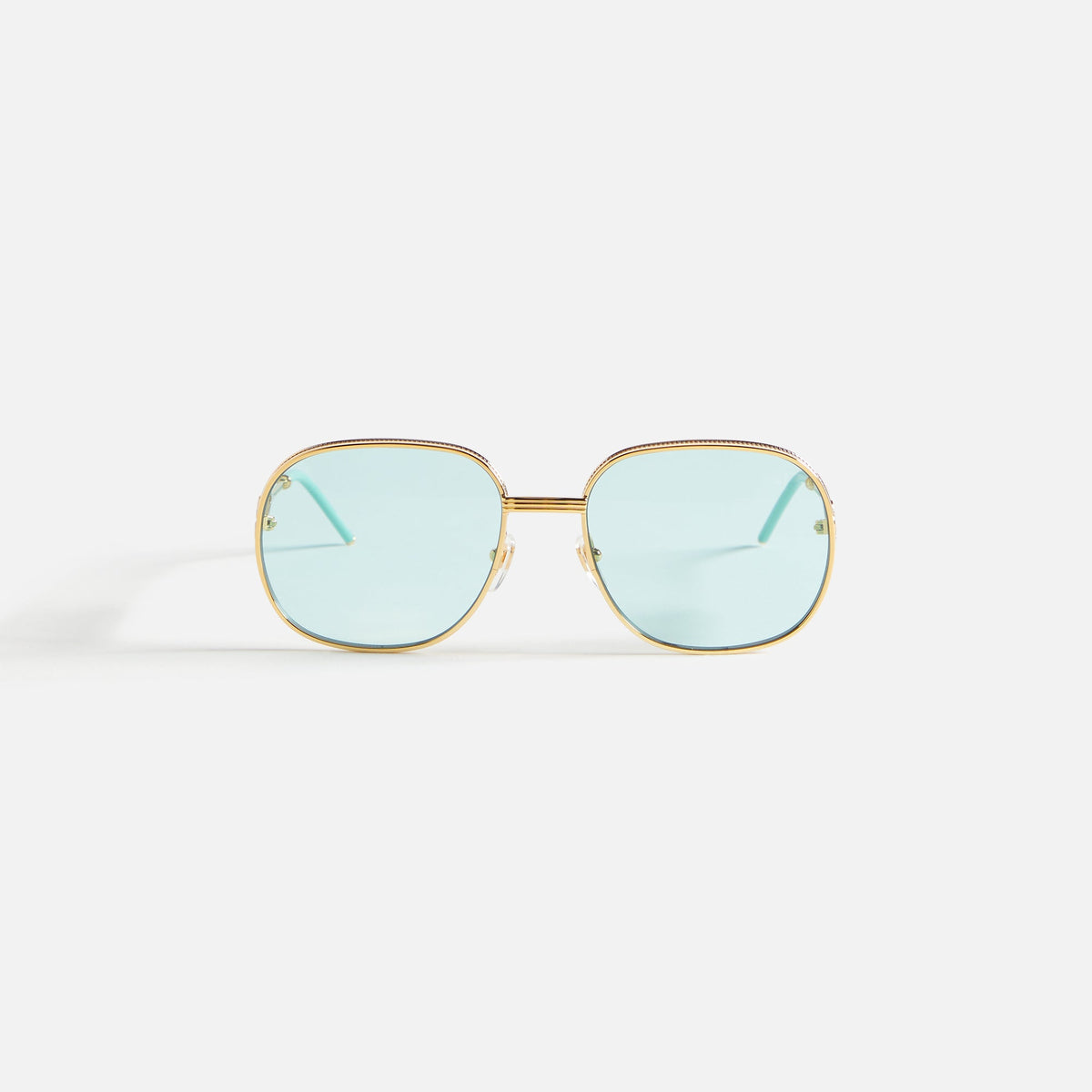 Casablanca Square Metal Sunglasses With Solid Lens - Yellow Gold