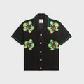 Casablanca Glitch Orchid Embroidered Short Sleeve Crochet Shirt - Black