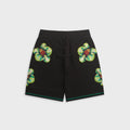 Casablanca Glitch Orchid Embroidered Crochet Short - Black