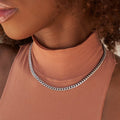 GLD Women Cuban Link Necklace in White Gold - 5mm