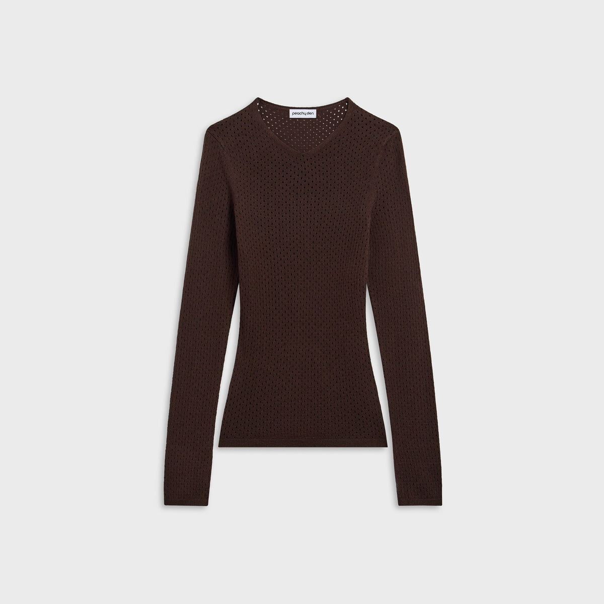 Peachy Den Carly Thermal Knit Top - Chocolate