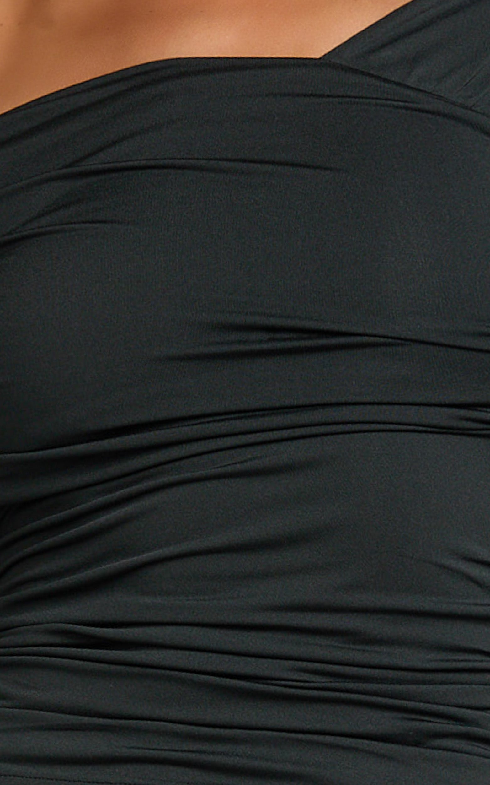 Cate Top - Long Sleeve Asymmetrical Neckline Top in Black