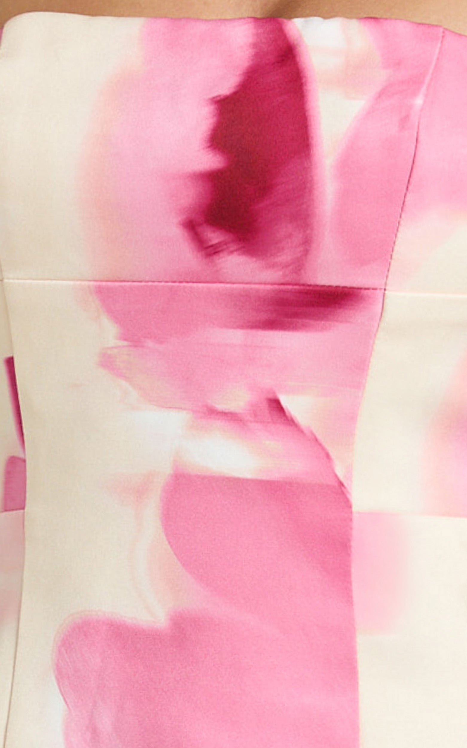 Catharine Mini Dress - Strapless A Line Dress in Electric Bloom - Peach