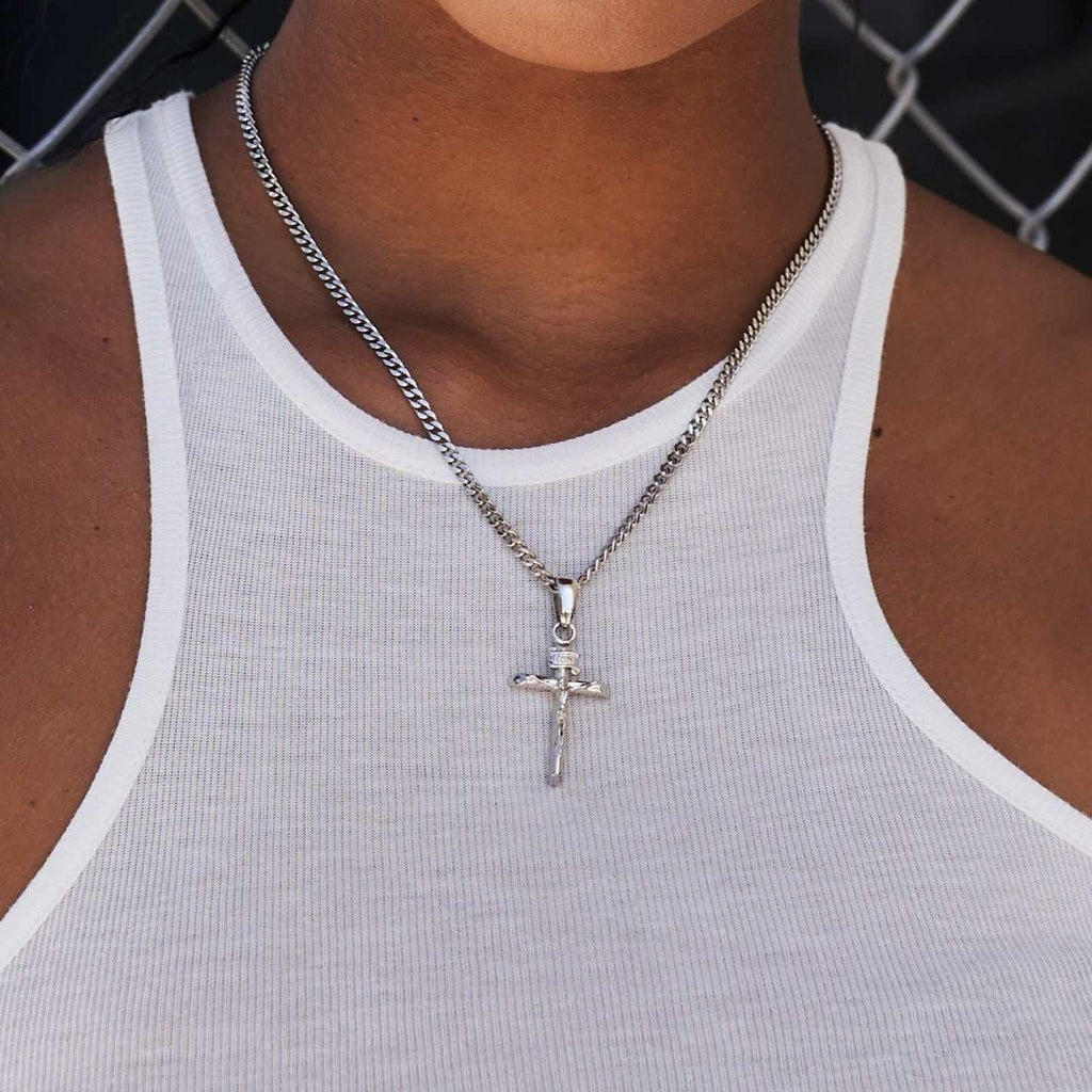 GLD PROMO - WOMEN Crucifix Cross Pendant in White Gold