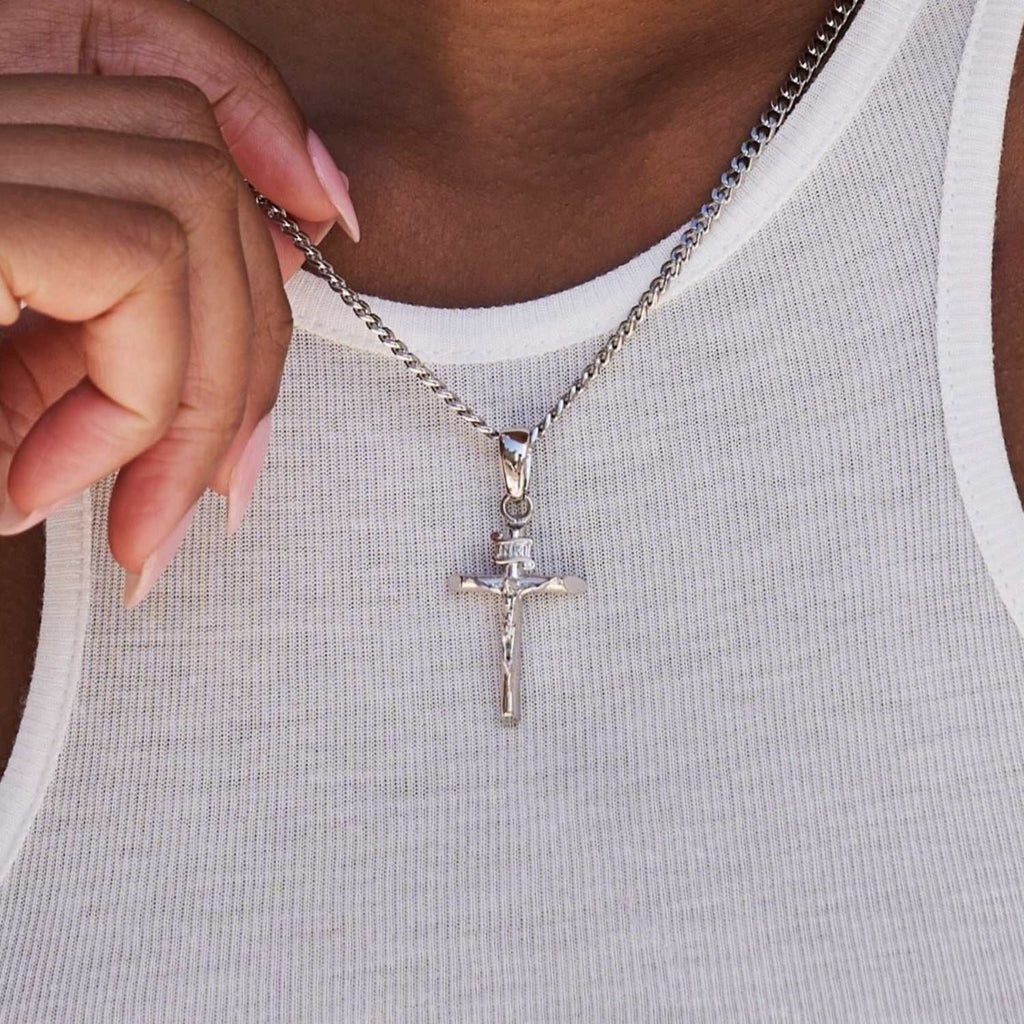 GLD PROMO - WOMEN Crucifix Cross Pendant in White Gold