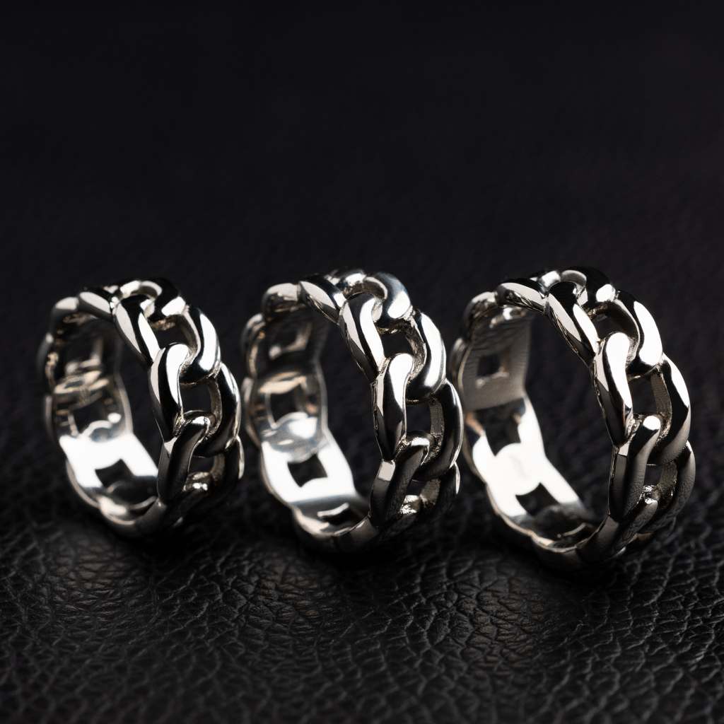 GLD PROMO - WOMEN Cuban Band Ring in White Gold