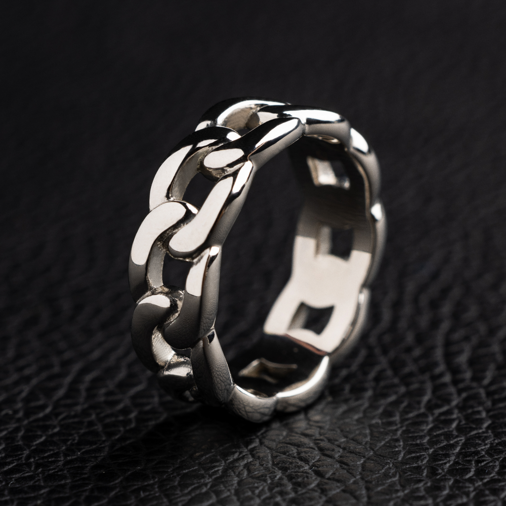 GLD PROMO - WOMEN Cuban Band Ring in White Gold